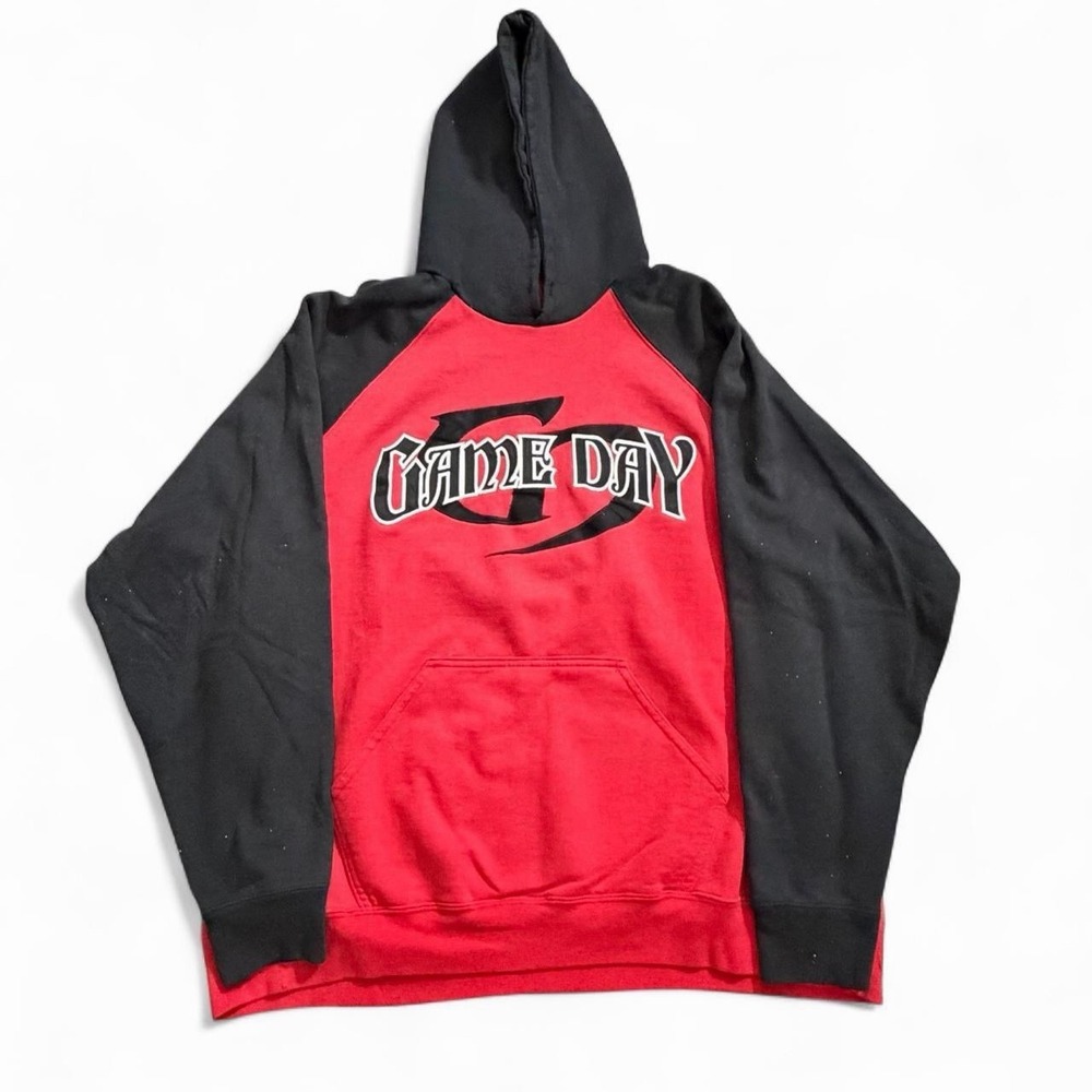 Game Day Red And Black Colorblock Pullover Hoodie Size 2XL Y2K 2000s Hip Hop